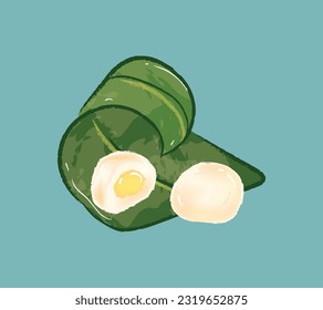 Iced cold white mochi bean in food dessert illustration