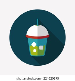 iced drink flat icon with long shadow,eps10