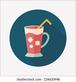 iced drink flat icon with long shadow,eps10