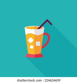 iced drink flat icon with long shadow,eps10