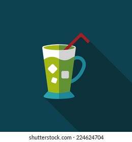iced drink flat icon with long shadow,eps10