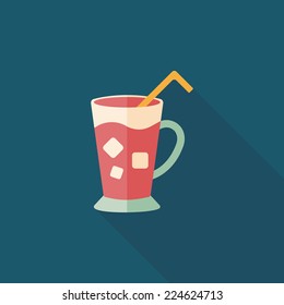 iced drink flat icon with long shadow,eps10