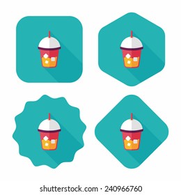 iced drink flat icon with long shadow,eps10
