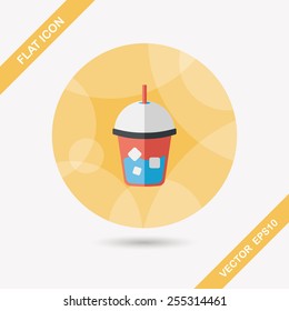 iced drink flat icon with long shadow,eps10