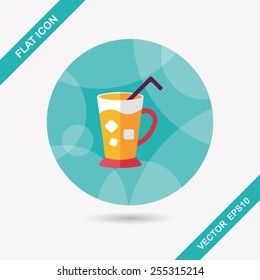 iced drink flat icon with long shadow,eps10