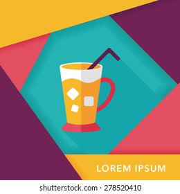 iced drink flat icon with long shadow,eps10