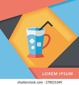iced drink flat icon with long shadow,eps10