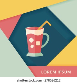 iced drink flat icon with long shadow,eps10