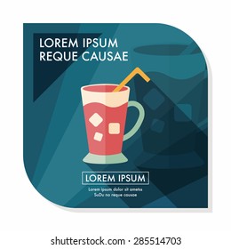 iced drink flat icon with long shadow,eps10