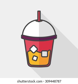iced drink flat icon with long shadow, eps10