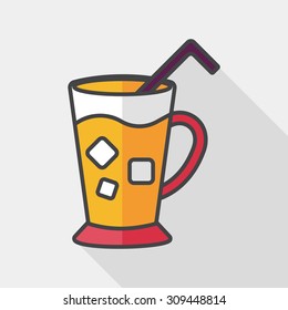 iced drink flat icon with long shadow,eps10