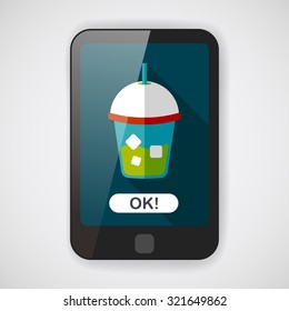 iced drink flat icon with long shadow,eps10