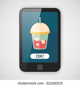iced drink flat icon with long shadow,eps10