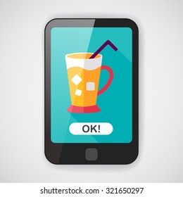 iced drink flat icon with long shadow,eps10