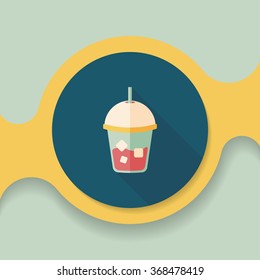 iced drink flat icon with long shadow,eps10