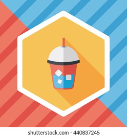 iced drink flat icon with long shadow,eps10