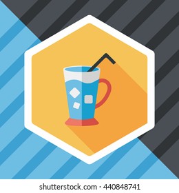iced drink flat icon with long shadow,eps10