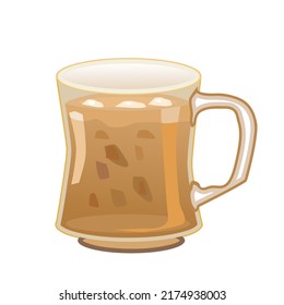 Iced Espresso Coffee In A Clear Glass With Handle.Isolated Vector Illustration On A White Background.