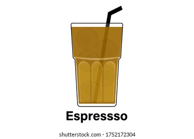 Iced espresso coffee, Drinks menu in the restaurant