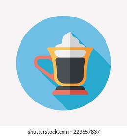 iced floating coffee flat icon with long shadow,eps10