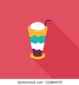 iced floating coffee flat icon with long shadow,eps10
