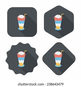 iced floating coffee flat icon with long shadow, eps10