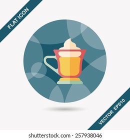 iced floating coffee flat icon with long shadow,eps10
