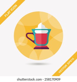 iced floating coffee flat icon with long shadow,eps10