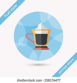 iced floating coffee flat icon with long shadow,eps10