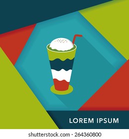 iced floating coffee flat icon with long shadow,eps10