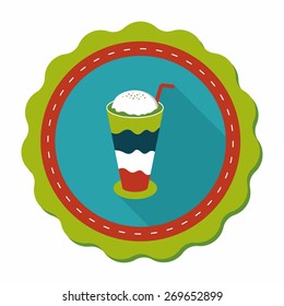 iced floating coffee flat icon with long shadow,eps10
