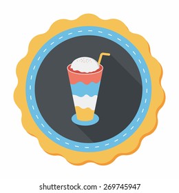 iced floating coffee flat icon with long shadow,eps10