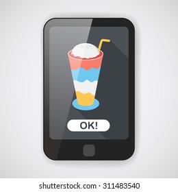 iced floating coffee flat icon with long shadow,eps10