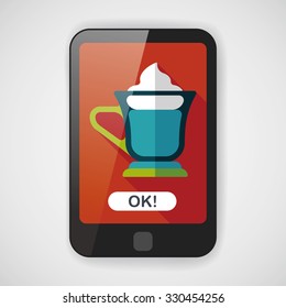 iced floating coffee flat icon with long shadow,eps10