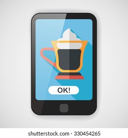 iced floating coffee flat icon with long shadow,eps10