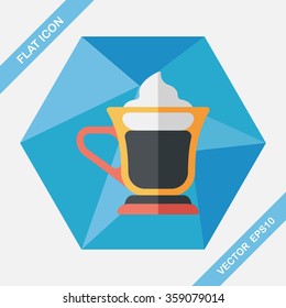 iced floating coffee flat icon with long shadow,eps10