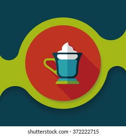 iced floating coffee flat icon with long shadow,eps10