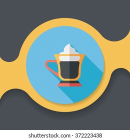 iced floating coffee flat icon with long shadow,eps10