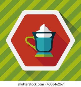 iced floating coffee flat icon with long shadow,eps10