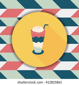 iced floating coffee flat icon with long shadow,eps10