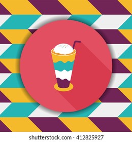 iced floating coffee flat icon with long shadow,eps10