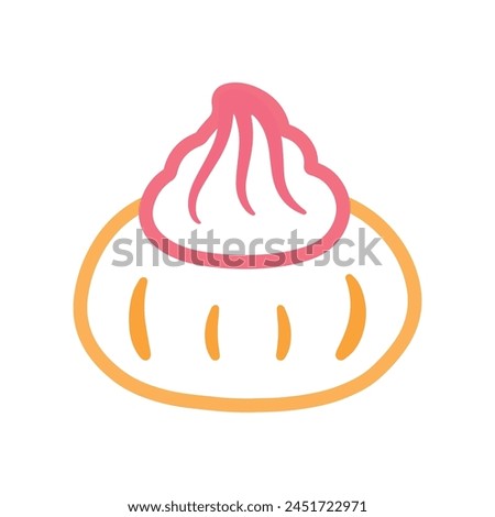 Iced Gem Biscuit in Line Art Drawing Clip Art Traditional Snack Food Cookies Flat Drawing. Cartoon vector illustration isolated on white background