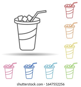 Iced juice in glass in multi color style icon. Simple thin line, outline vector of fast food icons for ui and ux, website or mobile application