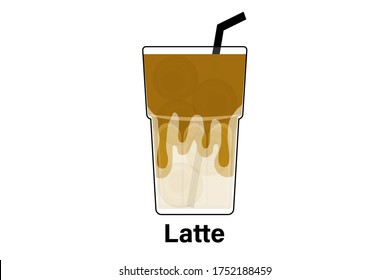 Iced latte coffee, Drinks menu in the restaurant