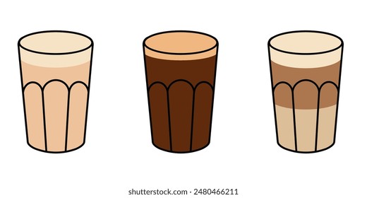 Iced Latte icon. Cool americano illustration. Cold coffee symbol. Drink glass sign.