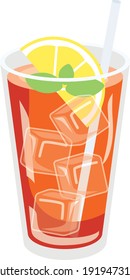 The iced lemon tea in the glass