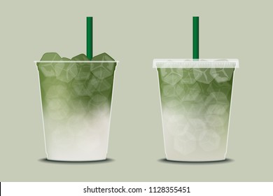 Iced matcha green tea latte