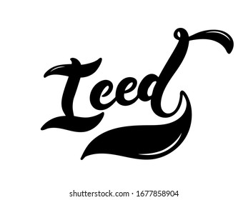 Iced. The name of the type of coffee. Hand drawn lettering. Vector illustration. Illustration is great for restaurant or cafe menu design
