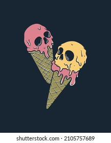 Iced Skull on Cone Illustration