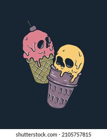 Iced Skull on Cone Illustration